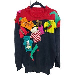 Vtg. Spree International Ugly Sweater Women's L 90's Colorful 3D Wearable Art